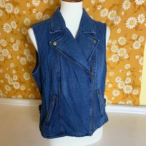 Late & Mallory XL denim jean moto vest
